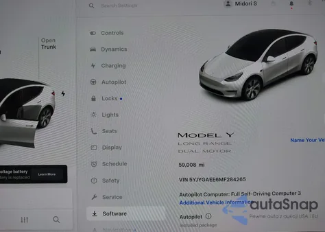 2021 Tesla Model Y Long Range Dual Motor All-Wheel Drive from USA, damaged, VIN 5YJYGAEE6MF284265